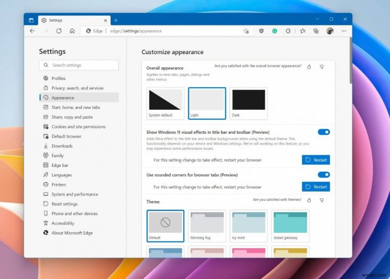 Cách bật thiết kế lấy cảm hứng từ Windows 11 mới trong Microsoft Edge 