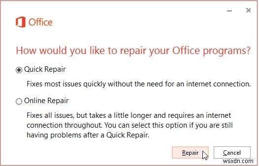 Cách sửa lỗi mã 30038-28 MS Office Update Error trên Windows 10