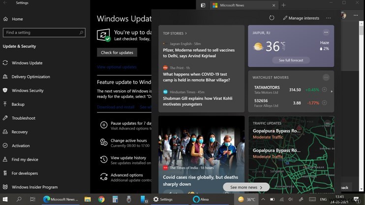 Microsoft Khởi chạy Thanh tác vụ Tin tức &Sở thích trong Hệ điều hành Windows 10