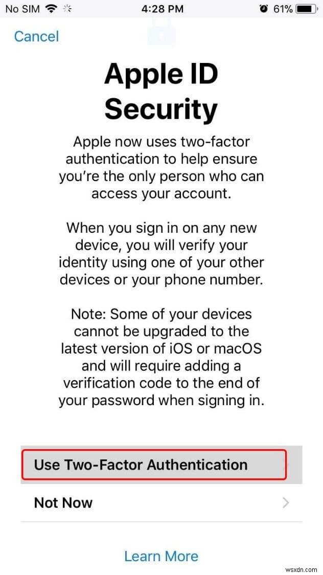Cách bật hoặc tắt xác thực hai yếu tố trong iOS 11
