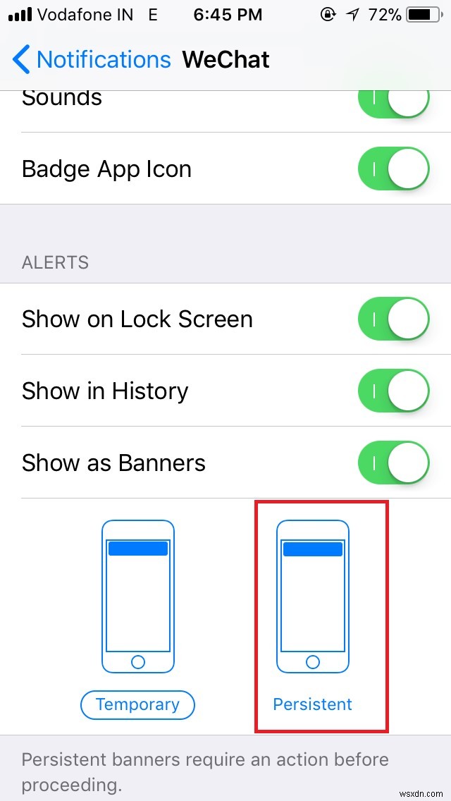 Cách bật thông báo liên tục cho ứng dụng trong iOS 11
