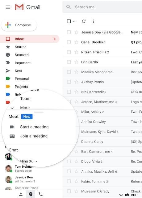 Google Meet được tích hợp Gmail cho cuộc gọi điện video