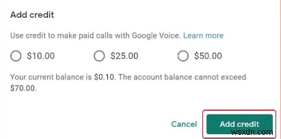 Cách thêm tín dụng vào tài khoản Google Voice