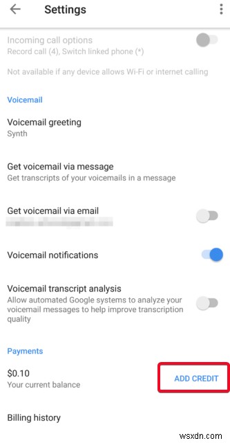 Cách thêm tín dụng vào tài khoản Google Voice