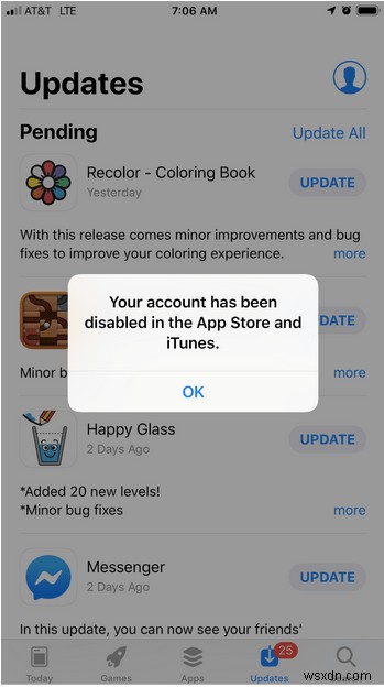 Tài khoản của bạn đã bị vô hiệu hóa trong App Store và iTunes (Đã sửa)