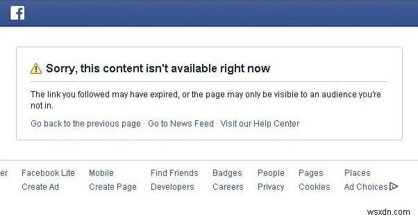 Lỗi Facebook:Xin lỗi, Nội dung này không có sẵn ngay bây giờ 2022 [ĐÃ CỐ ĐỊNH] 