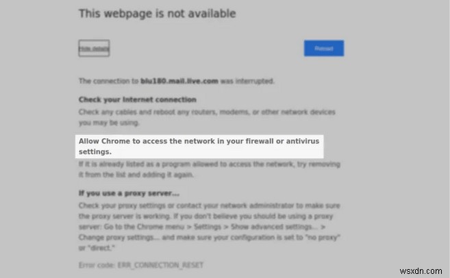 Khắc phục:Cho phép Chrome truy cập mạng trong cài đặt tường lửa hoặc chống vi-rút của bạn