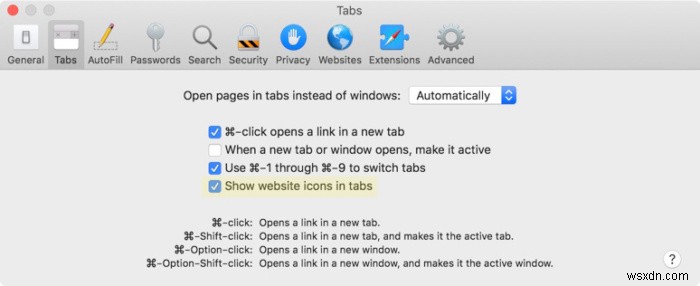 Cách bật Favicons trong Safari trên Mojave