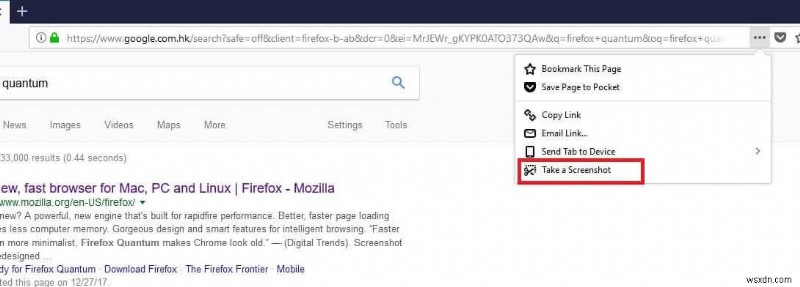 Chụp ảnh màn hình cuộn của bất kỳ trang web nào bằng Firefox Quantum.