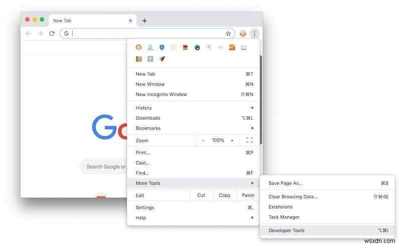 Cách kiểm tra phần tử trong Chrome, Safari và Firefox trên máy Mac