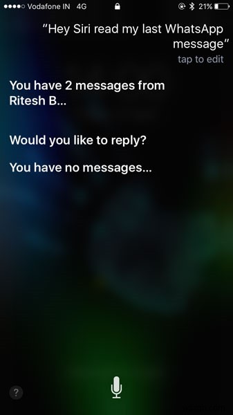 Trợ lý giọng nói iOS hiện có thể đọc tin nhắn mới nhất của WhatsApp