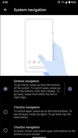 Android 10:Bắt đầu với cử chỉ điều hướng mới