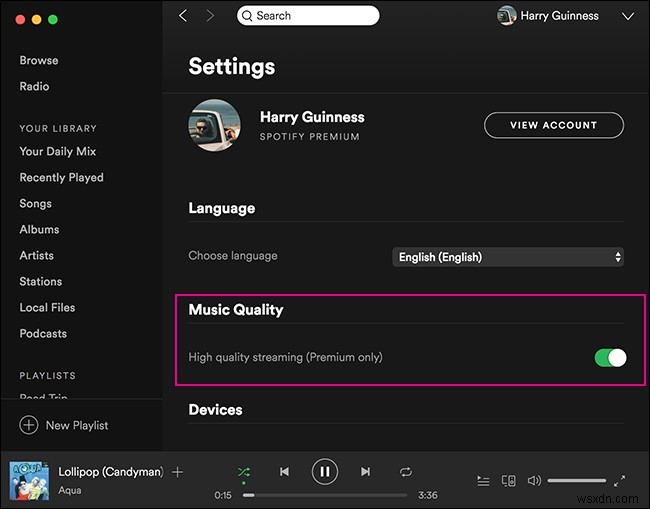 Cách phát nhạc chất lượng cao trên Spotify