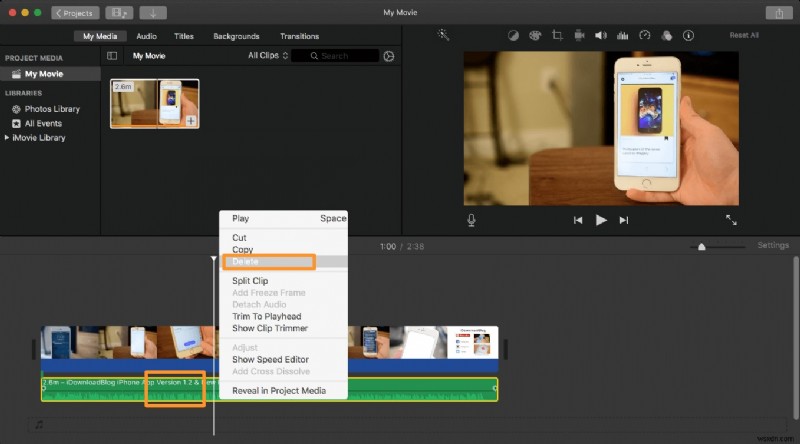 Cách xóa âm thanh khỏi video clip trên máy Mac