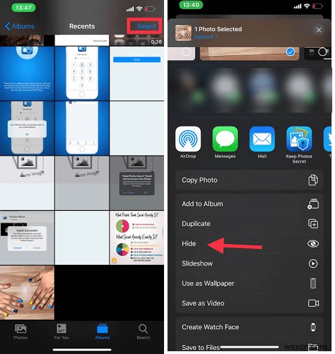 Cách ẩn ảnh và video trên iPhone
