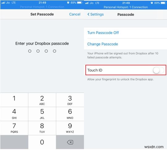Cách đặt mật mã cho ứng dụng Dropbox trên iPhone
