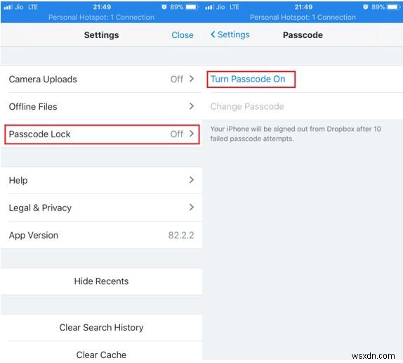 Cách đặt mật mã cho ứng dụng Dropbox trên iPhone