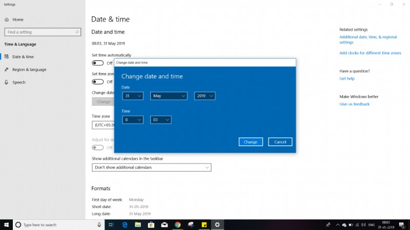 Cách khắc phục thời gian sai trong Windows 10