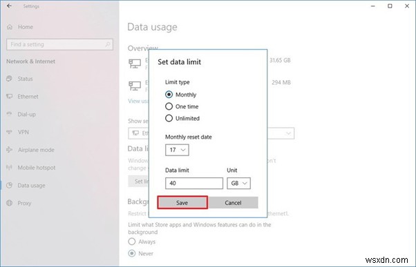 Cách đặt và giảm mức sử dụng dữ liệu trên Windows 10