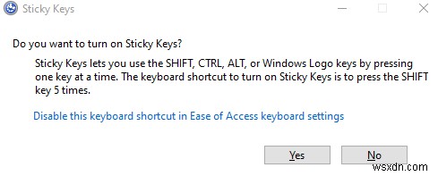 Cách tắt Sticky Keys trong Windows 10