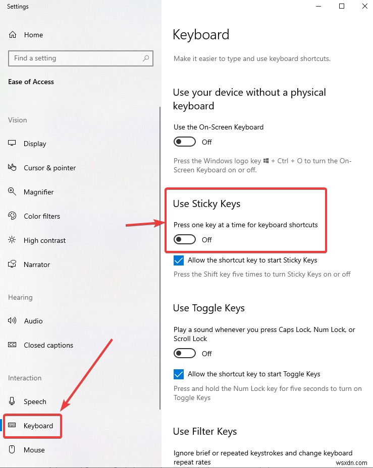 Cách tắt Sticky Keys trong Windows 10