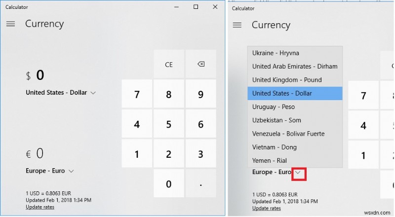 Cách sử dụng Công cụ chuyển đổi tiền tệ trong Windows 10?