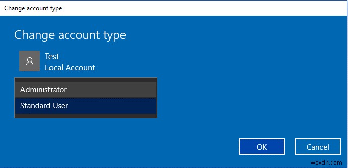 Cách thay đổi loại tài khoản người dùng trong Windows 10