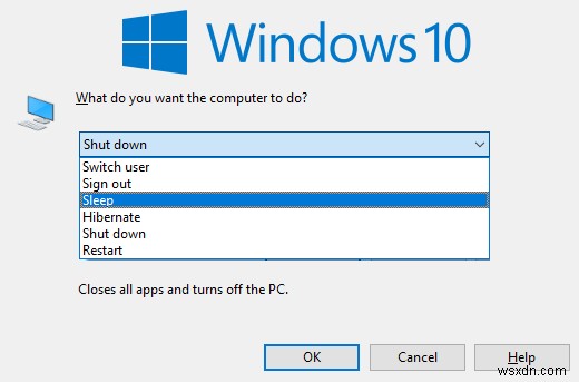 Windows 10:Tắt hoặc Bật Chế độ Ngủ bằng Phím tắt