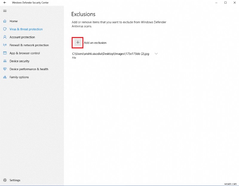 Loại bỏ tệp và thư mục khỏi bị quét trên Windows 10