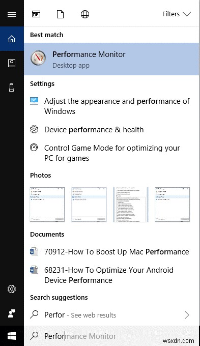 Các phương pháp mở Trình theo dõi hiệu suất trên Windows 10