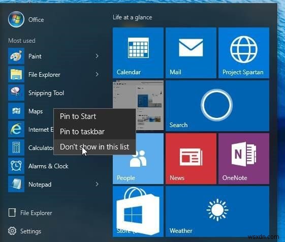 Cách xóa “Ứng dụng được sử dụng nhiều nhất” khỏi Menu Bắt đầu của Windows 10