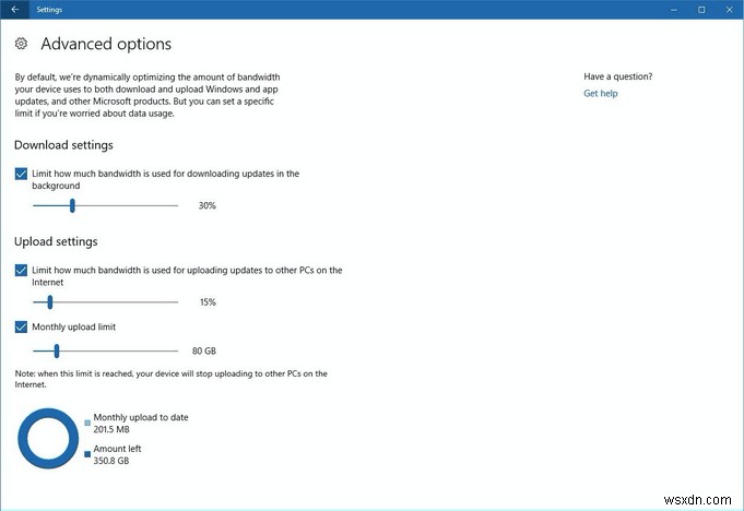Cách giới hạn băng thông Windows Update trên Windows 10