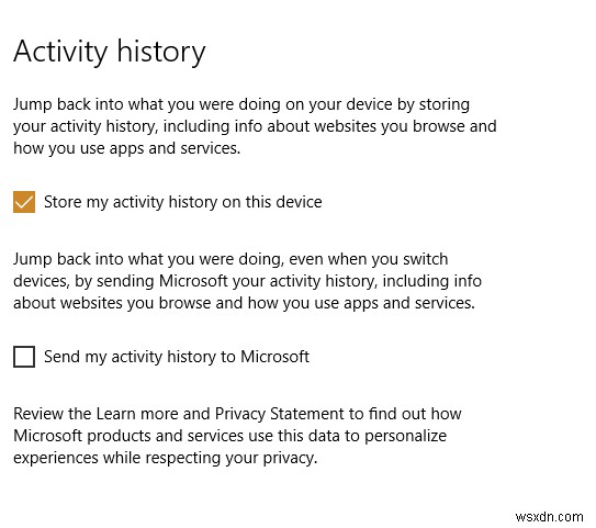 Hệ điều hành Windows 10 có ghi lại thông tin người dùng trong lịch sử hoạt động của tôi không?