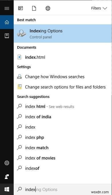 Dọn dẹp Windows Search trong Windows 10