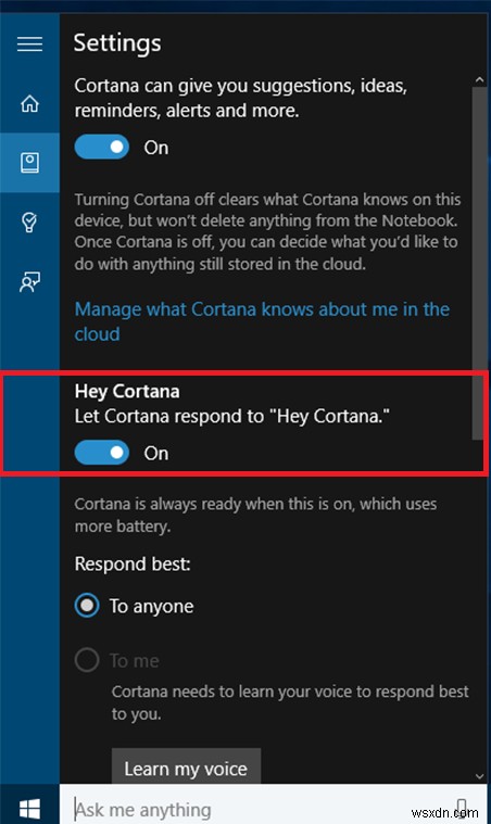 Cách bật ‘Xin chào, Cortana’ trên Windows 10