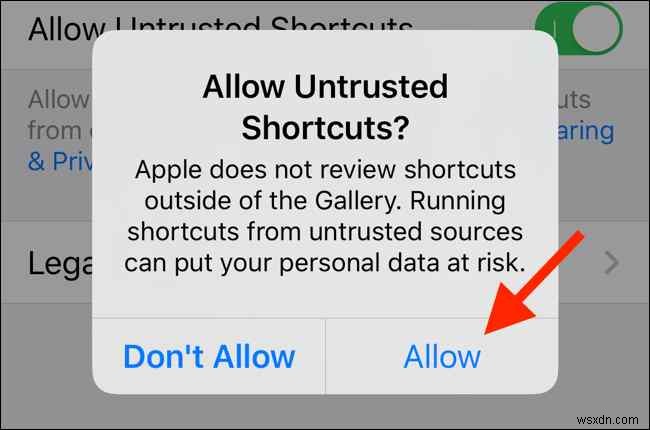 Cách cho phép các phím tắt không đáng tin cậy trong iOS