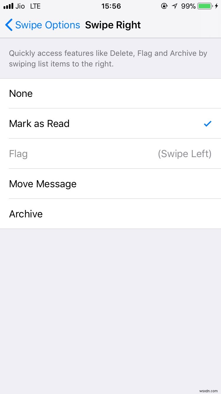 Cách thay đổi tùy chọn vuốt trong ứng dụng email trên iPhone