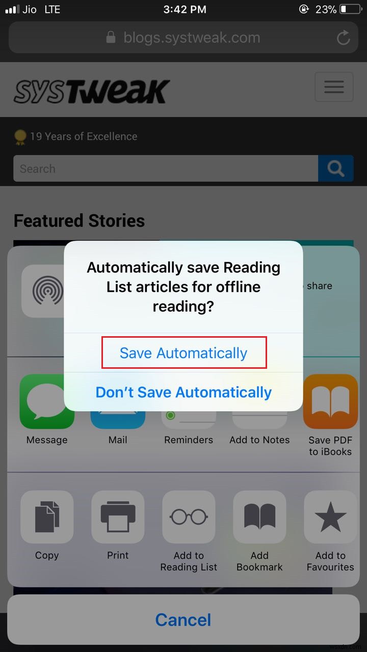 Cách lưu bài viết để đọc ngoại tuyến trên iPhone