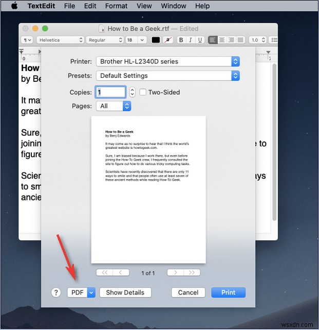 Cách in thành PDF trên macOS