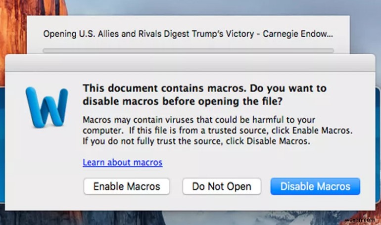 Microsoft Word Macro Malware tấn công MacOS
