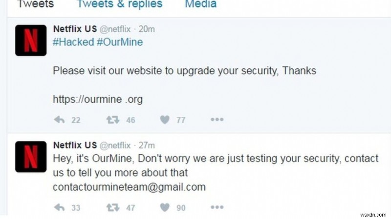 OurMine on Feet Again:Tài khoản Twitter của Netflix bị tấn công!