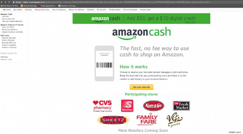 Giờ đây, bạn có thể sử dụng Amazon Cash tại Cổng mua sắm yêu thích của mình!