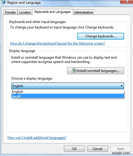 Cách thay đổi ngôn ngữ hiển thị trong Windows 7
