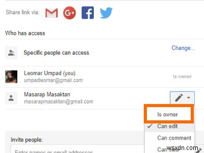 Cách thay đổi chủ sở hữu tệp Google Drive