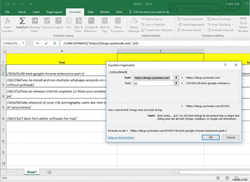 Một cách dễ dàng để thêm tiền tố vào tất cả các ô trong Excel