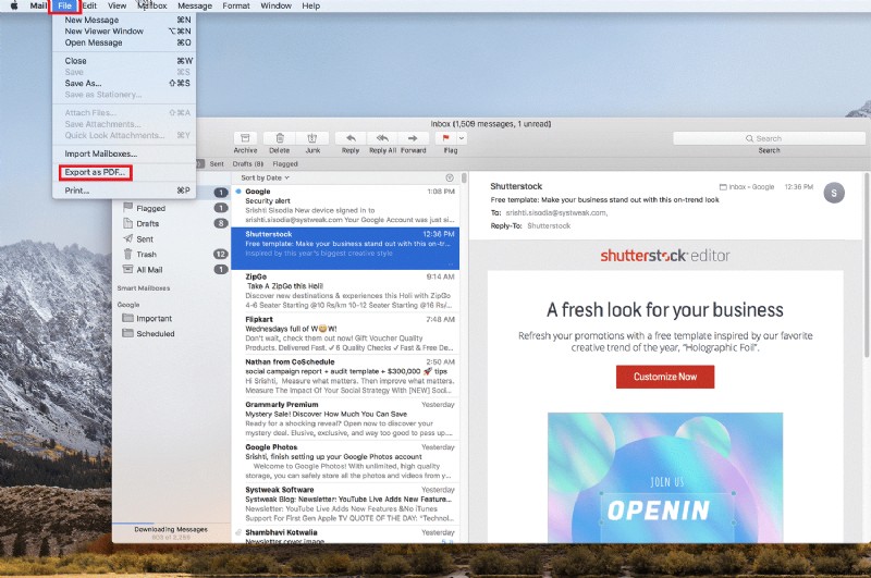 Cách chuyển đổi email thành PDF
