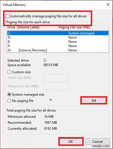 Cách khắc phục lỗi  Máy tính của bạn sắp hết bộ nhớ  trên Windows 10?