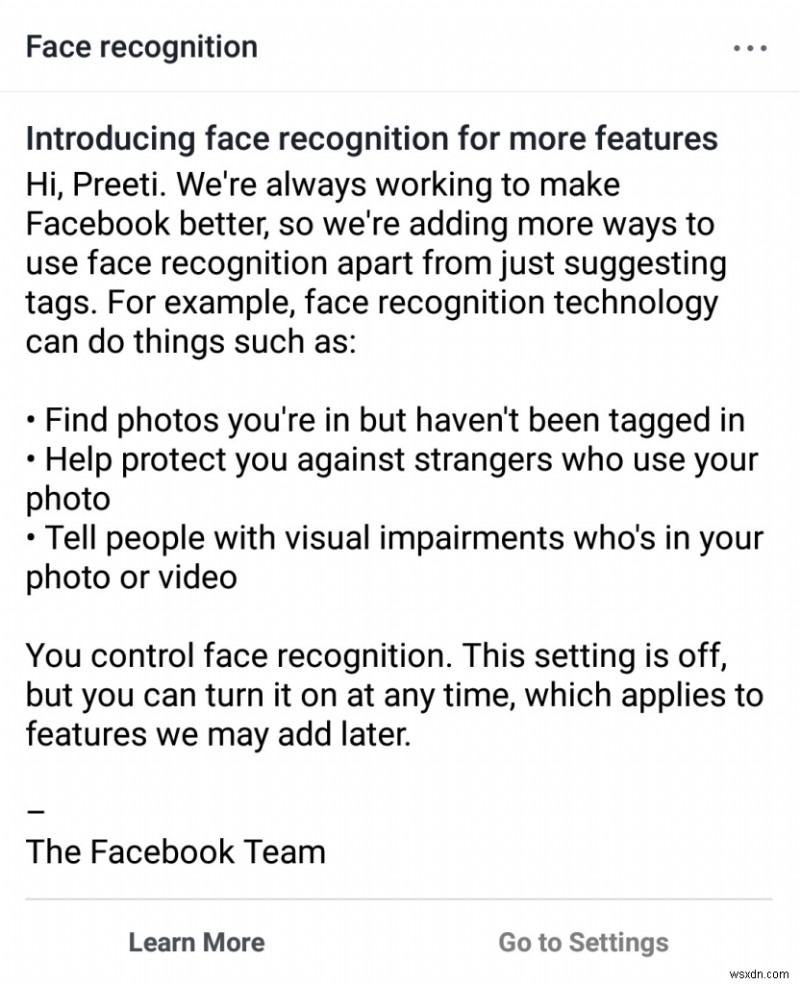Làm cách nào để tắt tính năng nhận dạng khuôn mặt từ tài khoản Facebook?