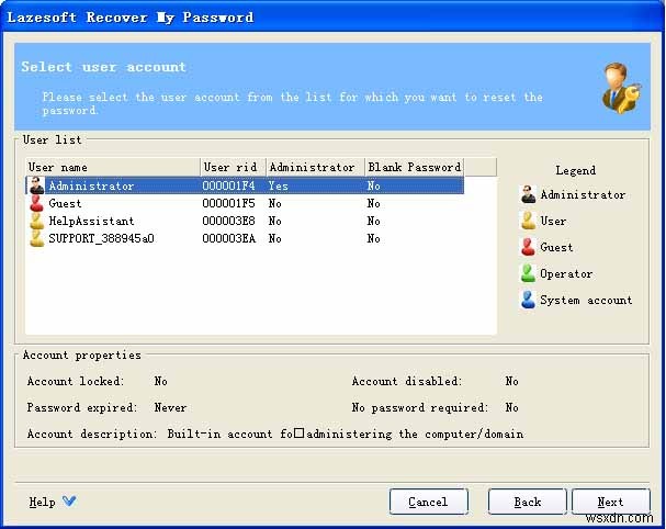 Công cụ khôi phục mật khẩu Windows 10