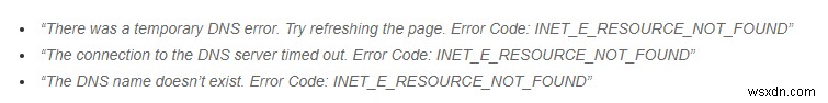 Làm phiền INET_E_RESOURCE_NOT_FOUND Lỗi Microsoft Edge:Đã sửa!